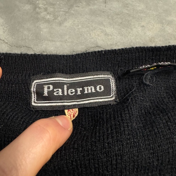 Black Ribbed V-Neck Button Cardigan Sweater - Picture 2 of 6